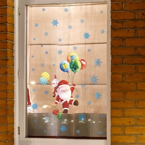 Christmas Santa Claus and hot air balloon window stickers with snowflake glass decorations