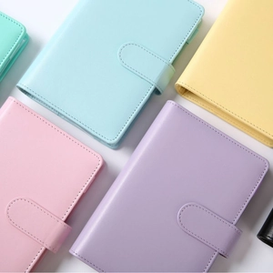 Creative A5 macaron PU leather ring binder journals in five soft pastel colors