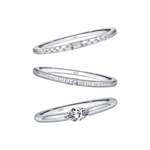 Three S925 sterling silver rings with irregular textures and sparkling zircon gemstones
