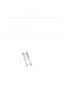 Detailed view of long fishbone earrings with pearls, size 10.6cm and weight 19.6g