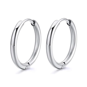 Minimalist Stainless Steel Hoop Earrings Polished Round Circle Ear Buckles Fashion Jewelry For Women