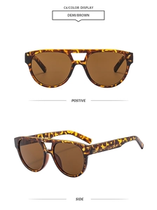 Detail view of Demi and Brown vintage double-bridge sunglasses with tortoise frame