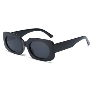 Retro small square black frame sunglasses with dark lenses for a trendy fashion look