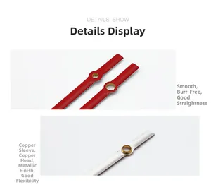 Detail show of smooth metal clock hands with copper sleeves and burr-free finish