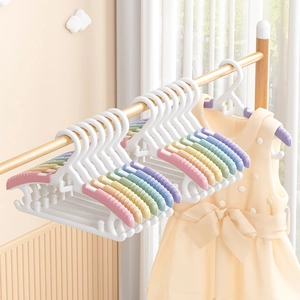Adjustable Children Clothes Hangers PP Plastic Extendable Stackable Anti Slip Macaron Rainbow For Baby Toddler Clothes