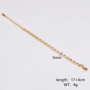 Bracciale a catena minimalista in acciaio inossidabile dorato con maglie ovali e estensione