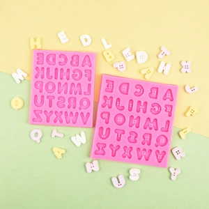 Two-piece pink silicone letter molds for chocolate fondant and DIY resin cake decoration