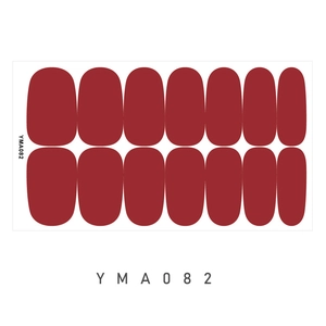 Detailed sheet of solid red YMA082 waterproof nail stickers with 14 adhesive strips