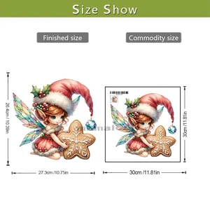 Spécifications de taille pour sticker fée de Noël avec dimensions finales et planche