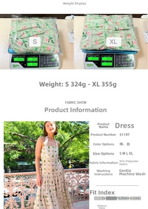 Detailed fabric weight display of sleeveless floral halter neck maxi dress in S and XL sizes
