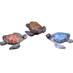 Tre statuine di tartarughe marine in resina per decorazioni da giardino e acquari