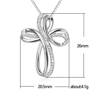 Collana con pendente a croce Möbius argento con zirconi misura 26 mm per 20,5 mm