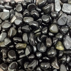 Natural Black Crystal Tumbled Stones Polished Raw Rocks Home Decor Fish Tank Landscaping Flower Pot Stones