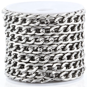 Rouleau de chaîne maille gourmette 6mm en acier inoxydable poli pour création de bijoux DIY
