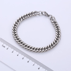 Herren 9mm silbernes Edelstahl-Panzerarmband mit Lineal zur Größenmessung
