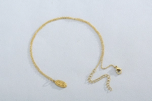 Vue détaillée du fermoir mousqueton et de la chaîne d'extension réglable du collier doré