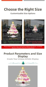 Detail of pink knitted texture Christmas tree window sticker with Merry Christmas text
