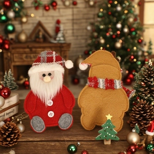 Christmas felt Santa and reindeer cutlery holders set for festive table decorations