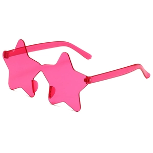 Lunettes de soleil sans monture en forme d'étoile pour enfants en rose vif transparent