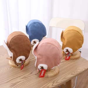 Warm winter aviator hats for children with faux fur lining and earflaps in four colors