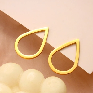 Elegant gold hollow teardrop earrings with a polished metallic finish in minimalist style