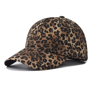 Classic leopard print faux suede baseball cap with a curved brim and a six-panel crown