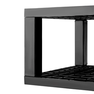 Square black 96-hole brush holder with stable grid structure and matte finish