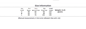 Size chart for halter neck satin floral dress with bust, waist, and length measurements