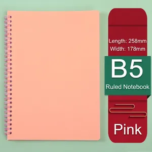 Roze B5 spiraalnotitieboek met 80 vellen 80g gelinieerd papier en stevige PP-omslag