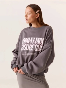 Dunkelgraues Oversized-Sweatshirt mit Vintage-Druck und lässiger Passform für den Alltag
