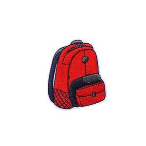 Cartoon red backpack embroidered iron-on patch for creative school bag decoration