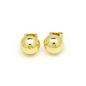 Minimalist 18k gold plated round ball stud earrings with polished metallic surface finish