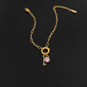 Roestvrijstalen Initiaal Letter Hart Strass Armband Voor Dames Dagelijkse Mode Sieraden Goud Zilver Kleur Verstelbare Ketting