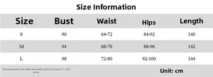 Size guide with measurements for women's halter backless dress from S to L in cm