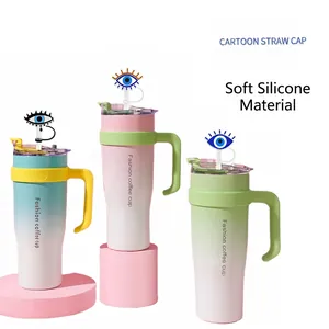 Reusable silicone evil eye straw cover for Stanley cup dust protection accessories