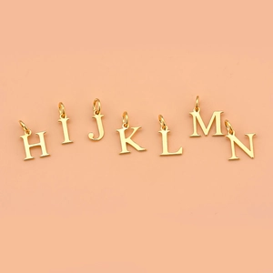 925 silver gold plated alphabet charms H to N for DIY jewelry making in gold finish