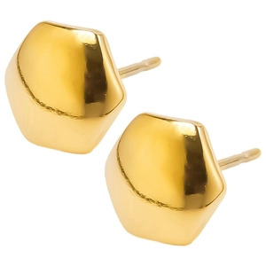 Macro view of geometric 304 stainless steel earrings with gold mirror polished finish