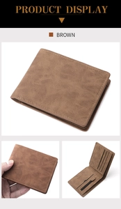 Macro shot of brown faux leather wallet interior with card slots and zipper pocket