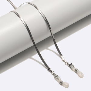 Sleek silver metal snake chain for eyewear and face masks with secure lobster clasps