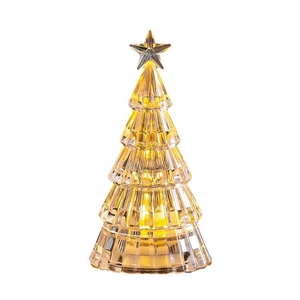 Lighted crystal Christmas tree with warm LED lights and star topper for table decor