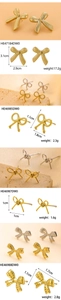 Detailed size chart for stainless steel 14K gold butterfly earrings with dimensions