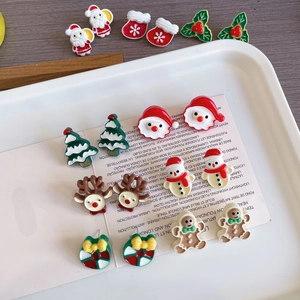Set de boucles d'oreilles de Noël avec Père Noël, renne et bonhomme de pain d'épice