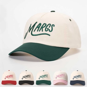 Casquette De Baseball Polyester Bloc De Couleur Broderie Lettre MARGS Réglable Bord Incurvé Protection Solaire Respirant