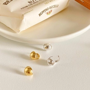 Minimalist S925 sterling silver ball earrings in gold and silver mirror polish