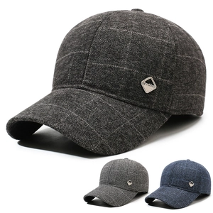 Berretto Da Baseball Invernale Da Uomo Tweed Di Lana A Quadri Con Paraorecchie Caldo Antivento Regolabile
