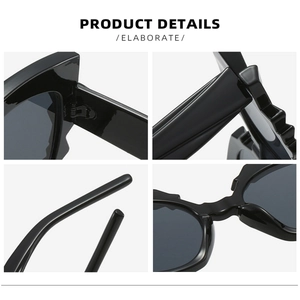 Irregular black sunglasses for women featuring stylish retro frames and UV protection