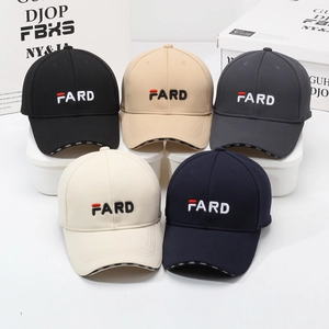 Set of five letter embroidered baseball caps in black, khaki, grey, beige and navy colors