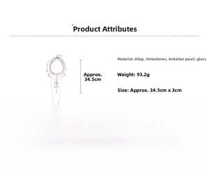 Detailed view of multilayer cross pendant necklace with alloy glass beads and rhinestones