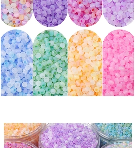 Macro shot of 4mm colorful glass seed beads for DIY jewelry and bracelet making