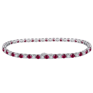 3mm Tennis chain bracelet with red and white zircon in silver-tone metal setting